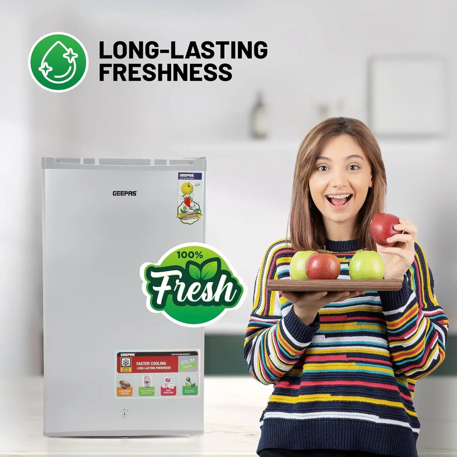 ثلاجة جيباس وقافي باب مكتبي ثلج سعة 110 لتر  موديل:GRF119SPE - صورة المنتج 5