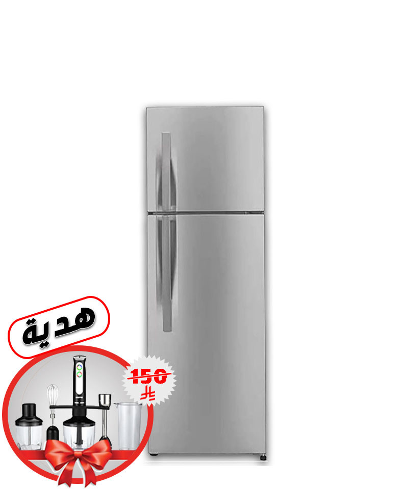 ثلاجة ال جي - سعة ( 308 ) لتر -  بباب مزدوج بضاغط عاكس لون فضي موديل - G372RLBB