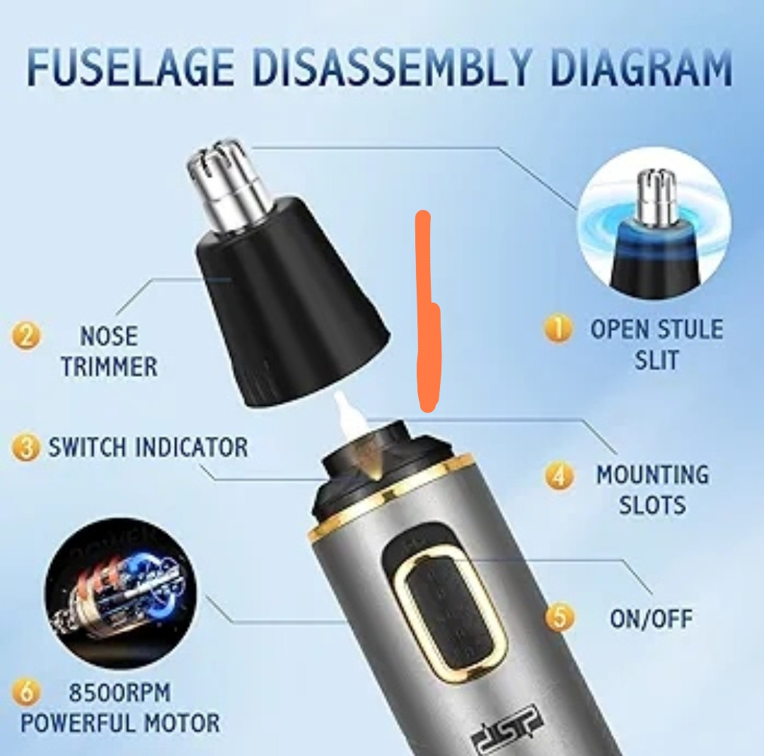 آلة تشذيب الأنف والحواجب 3 في 1 من DSP – مقاومة للماء | قابلة لإعادة الشحن بمنفذ USB-C