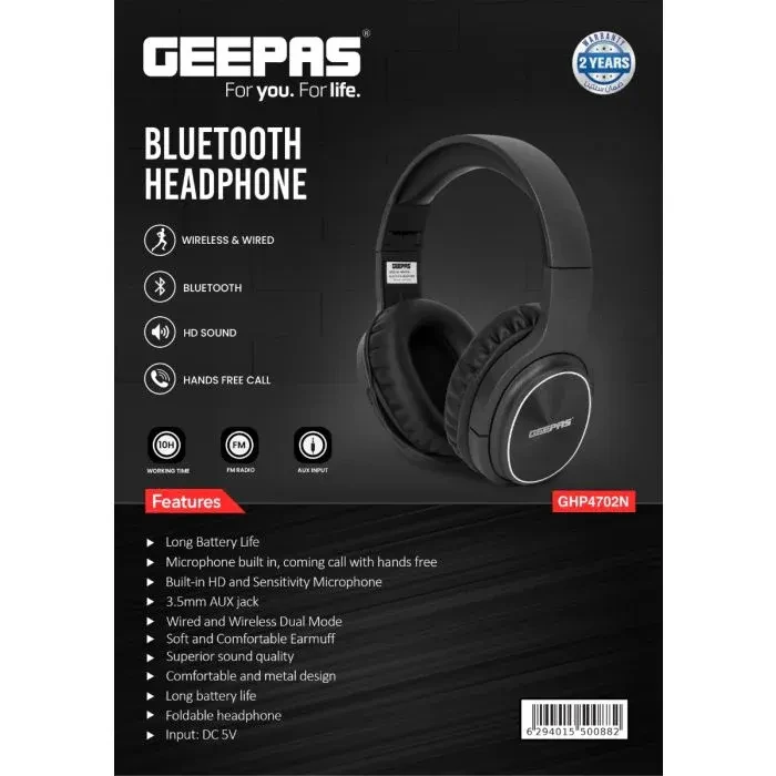 سماعة رأس من جيباس اللاسلكية ستيريو بتقنية البلوتوث موديل GHP4702 - صورة المنتج 4