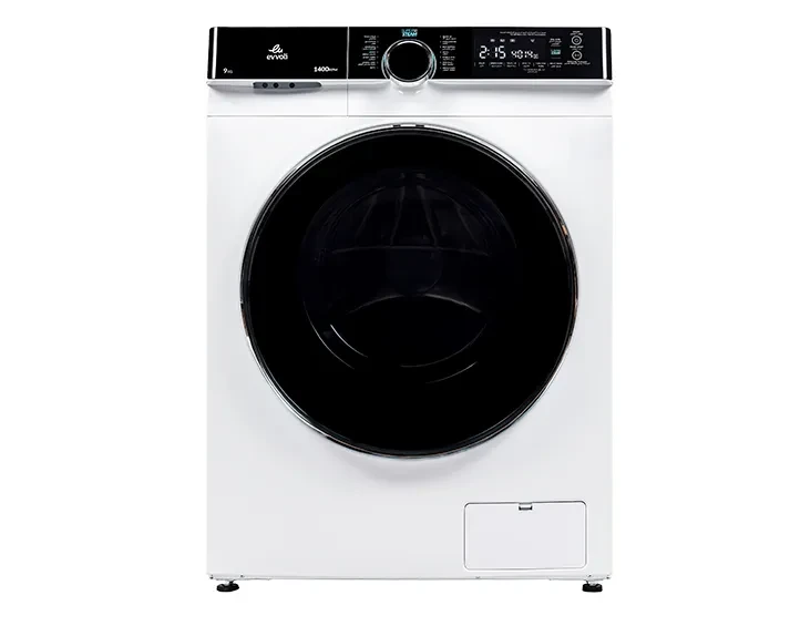 غسالة ملابس تحميل  أمامي من إيڤولي بسعة 9 كجم مع محرك انفيرتر BLDC-EVWM-FBLK-914W
