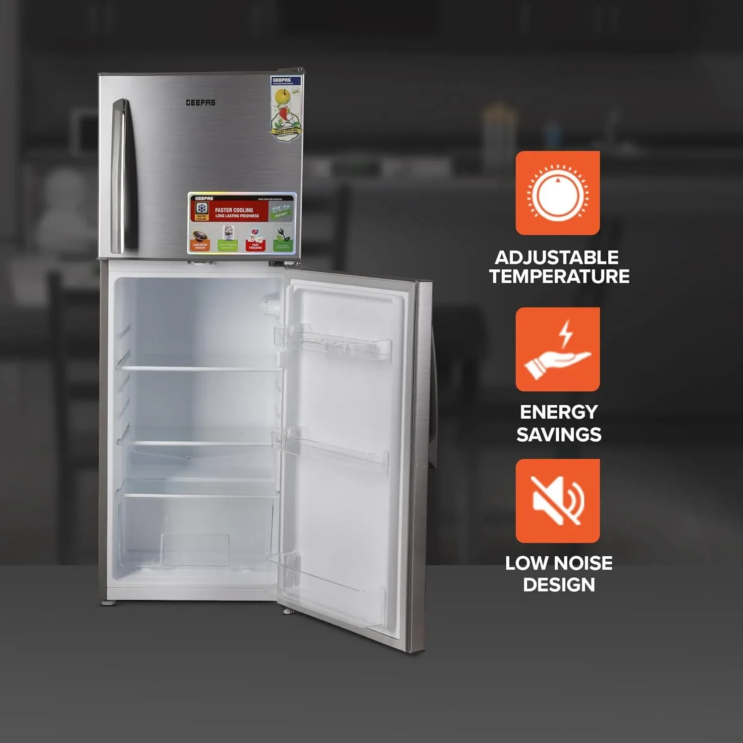 ثلاجة جيباس وقافي بابين ثلج سعة 200 لتر موديل GRF2209SXE - صورة المنتج 6