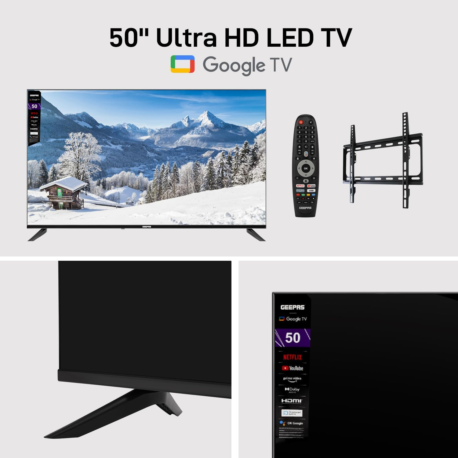 صورة مصغرة للمنتج شاشة جيباس مقاس 50 بوصة سمارت جوجل موديل GLED5006SGXHD - 5