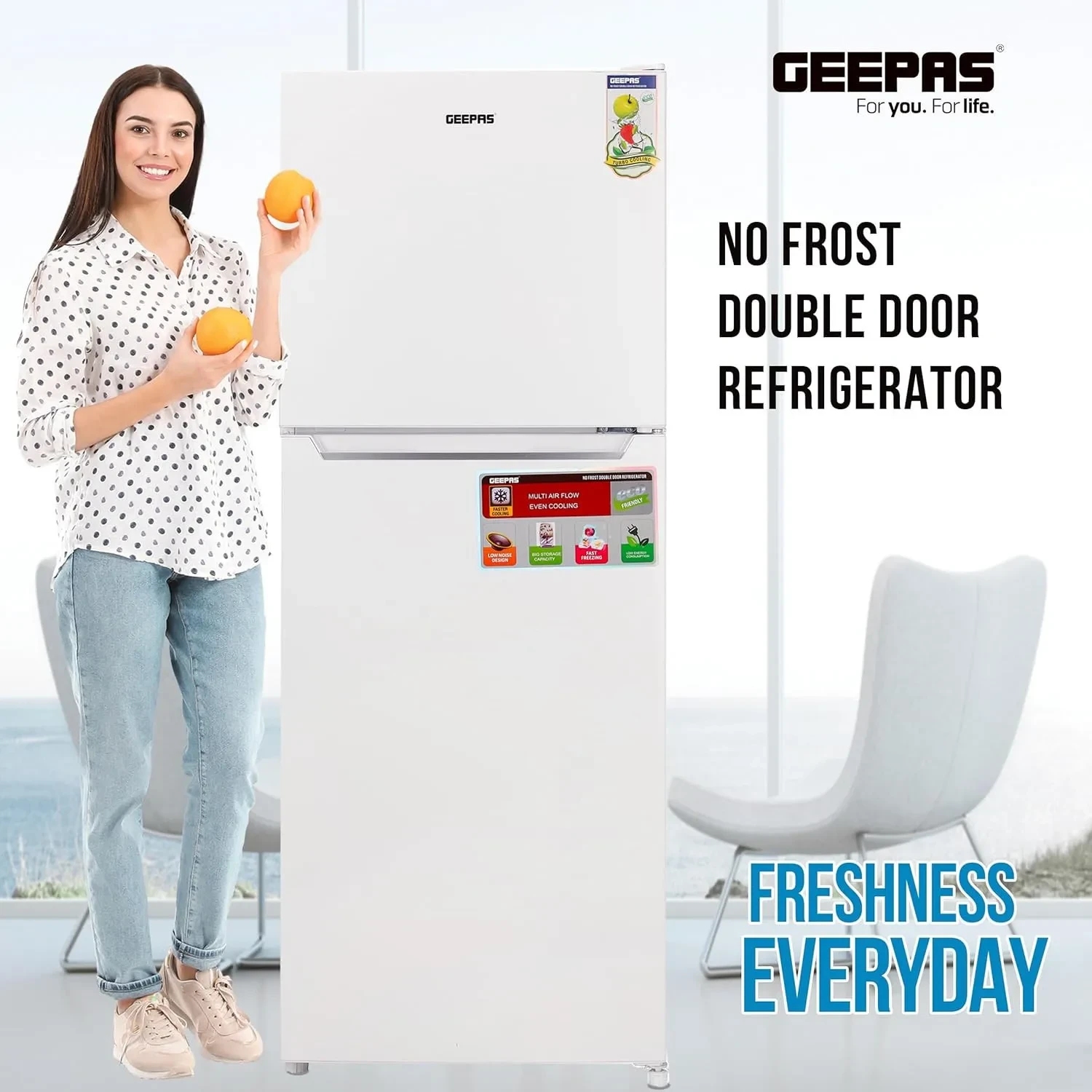 ثلاجة وقافي جيباس سعة 270 لتر  موديل : GRF2708WPN-U - صورة المنتج 7