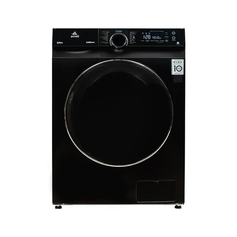 غسالة ملابس تحميل امامي من إيڤولي بسعة 8 كغم، بمحرك BLDC مع مجفف EVWM-FCOM-8614B
