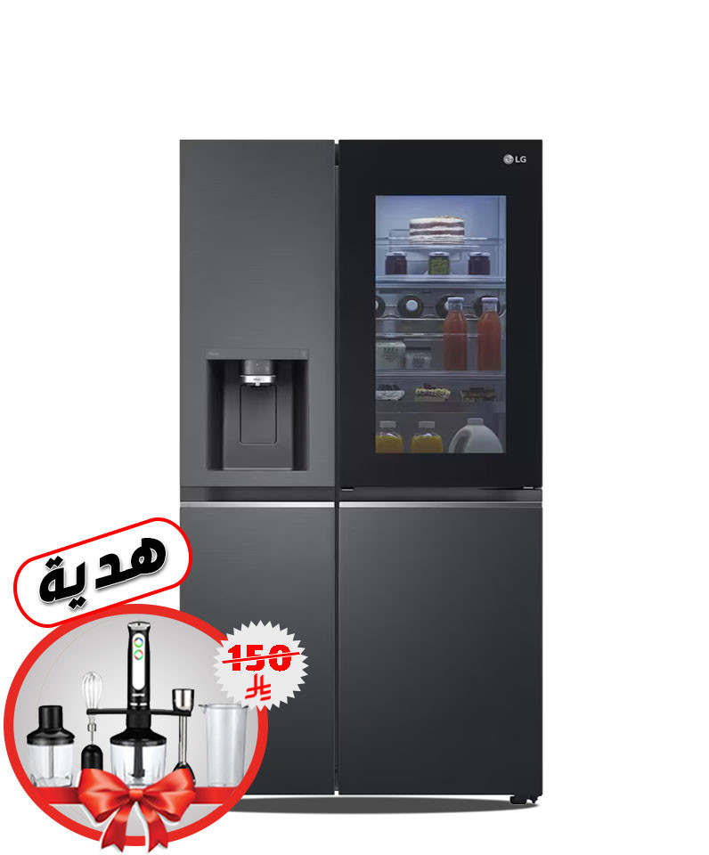 ثلاجه ال جي دولابي  635 لتر ، كومبريسور الانفرتر الخطي ، تطبيق التحكم عن بعد ، أسود موديل  GC-X257CQHS
