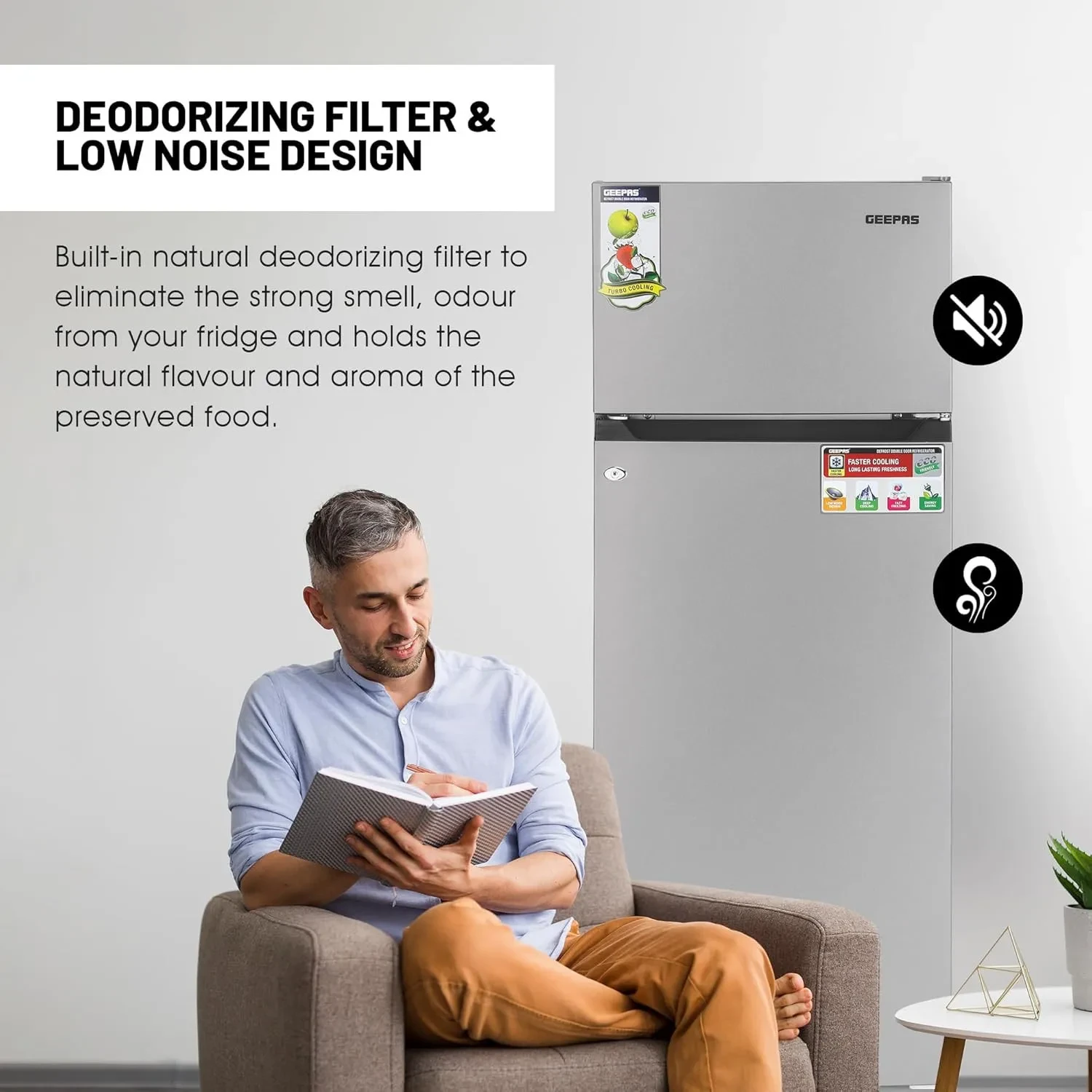 ثلاجة جيباس وقافي بابين ثلج سعة 240 لتر موديل:GRF2400SXE - صورة المنتج 6