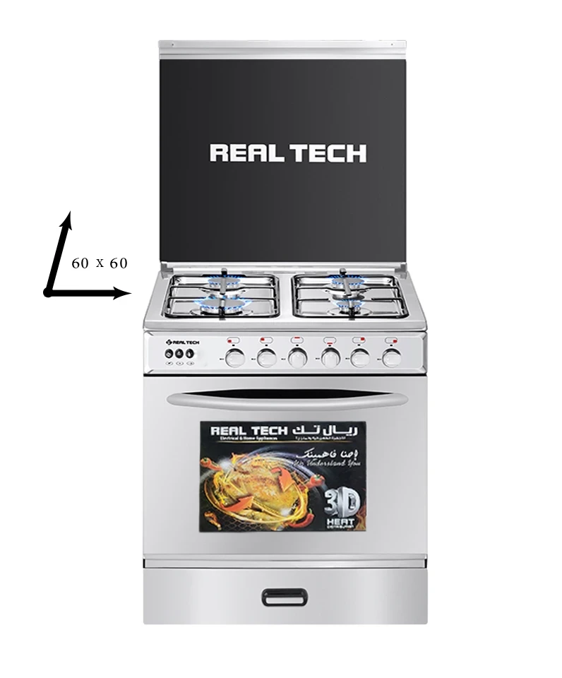 Hover image for فرن غاز  ريال تك 60×60 استيل 100% مواصفات كاملة – موديل 915