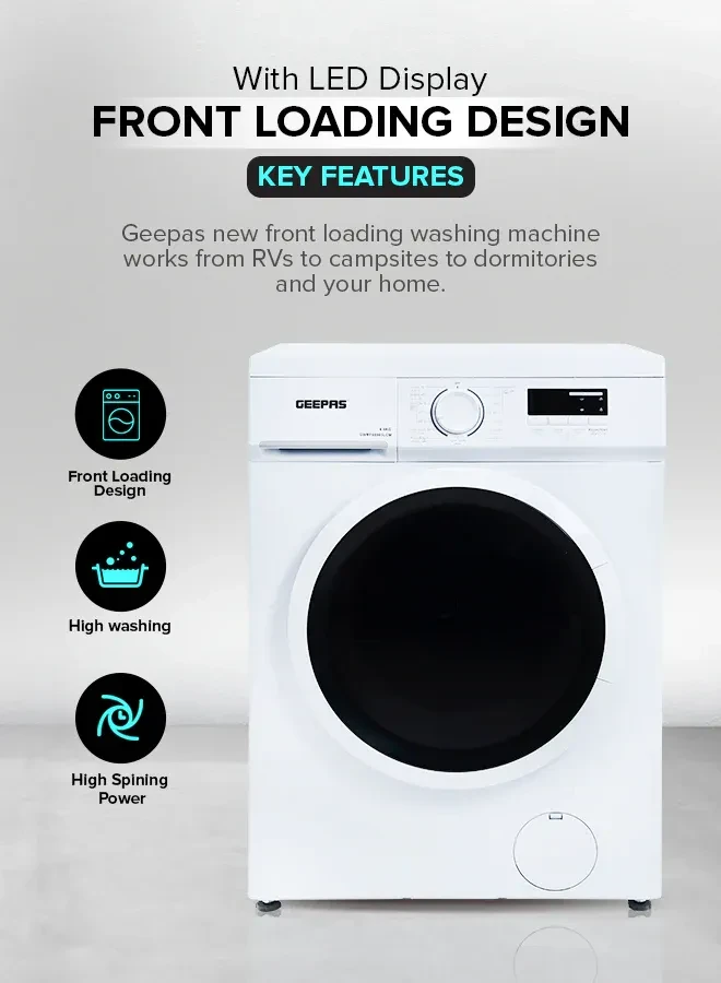 غسالة جيباس تحميل أمامي، سعة 6 كجم  موديل GWMF68005LCM - صورة المنتج 4