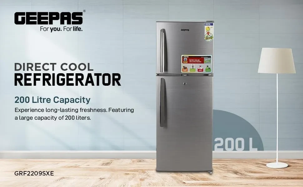 ثلاجة جيباس وقافي بابين ثلج سعة 200 لتر موديل GRF2209SXE - صورة المنتج 4